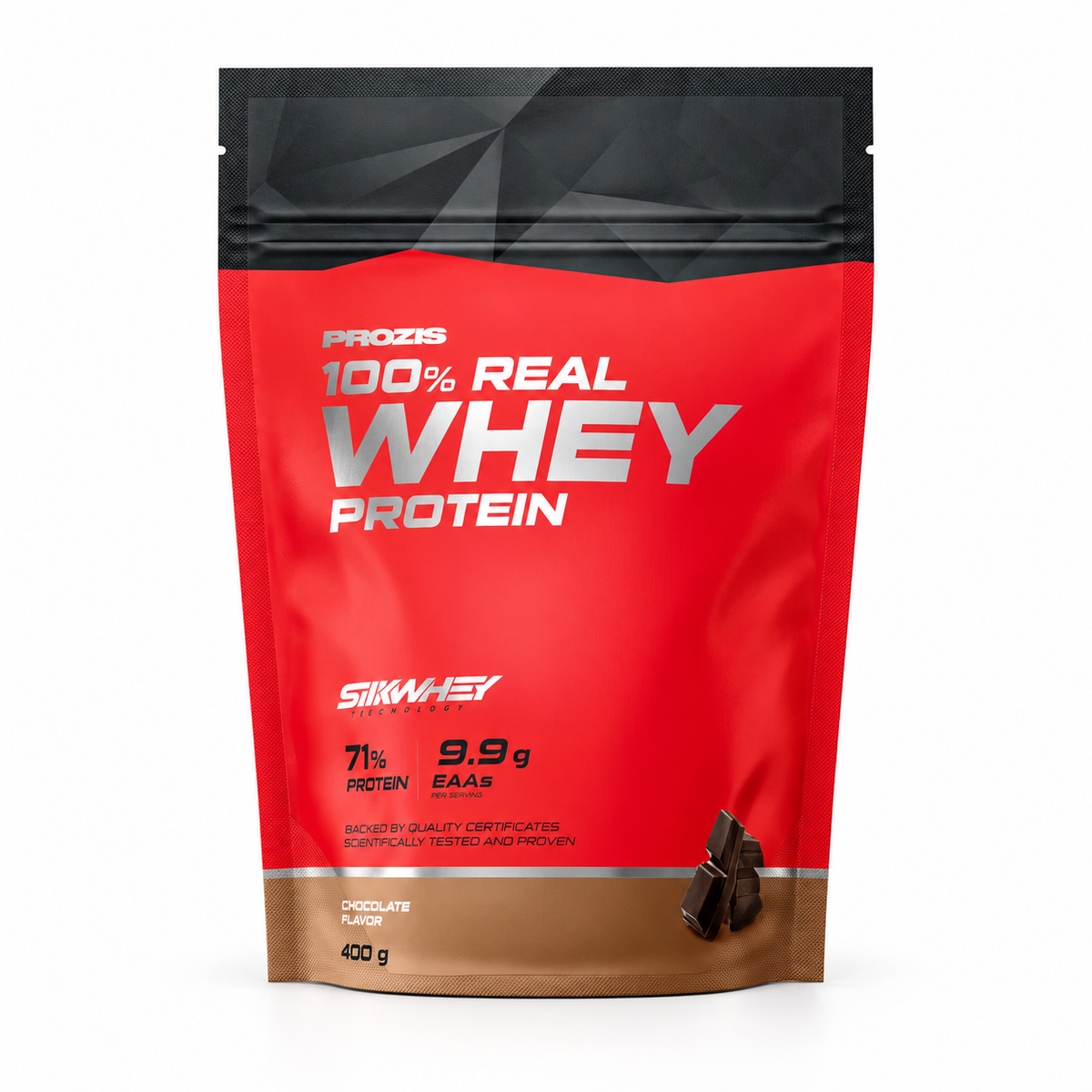 Prozis 100% Real Whey Protein 400g – Chocolate – Studio-Produktfoto