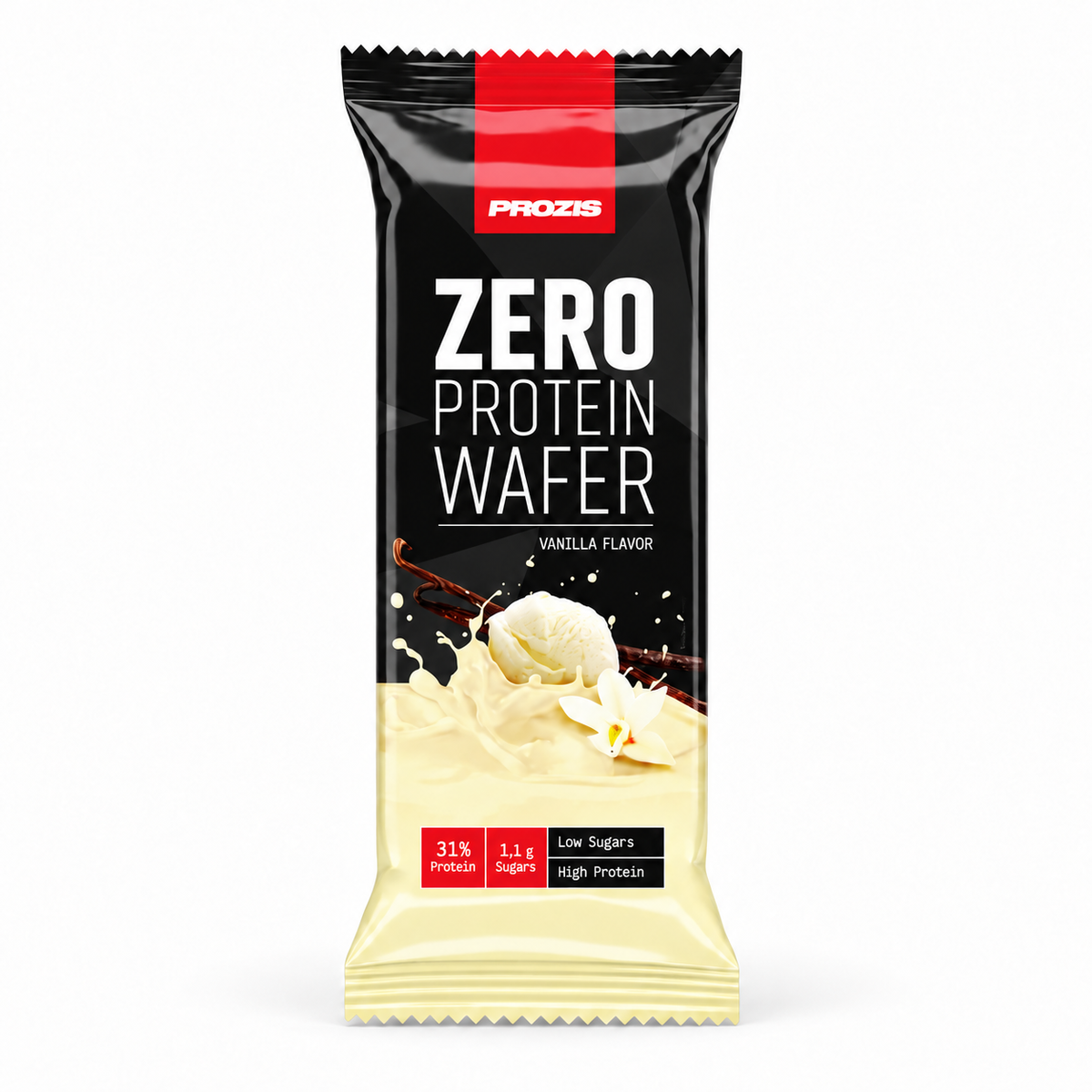 Prozis Zero Waffel 40g Protein Waffel – Vanilla – Studio-Produktfoto