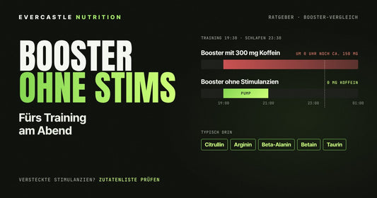 Booster ohne Stimulanzien am Abend: Koffein wirkt bis Mitternacht, stimfreier Pump-Booster mit Citrullin und Arginin