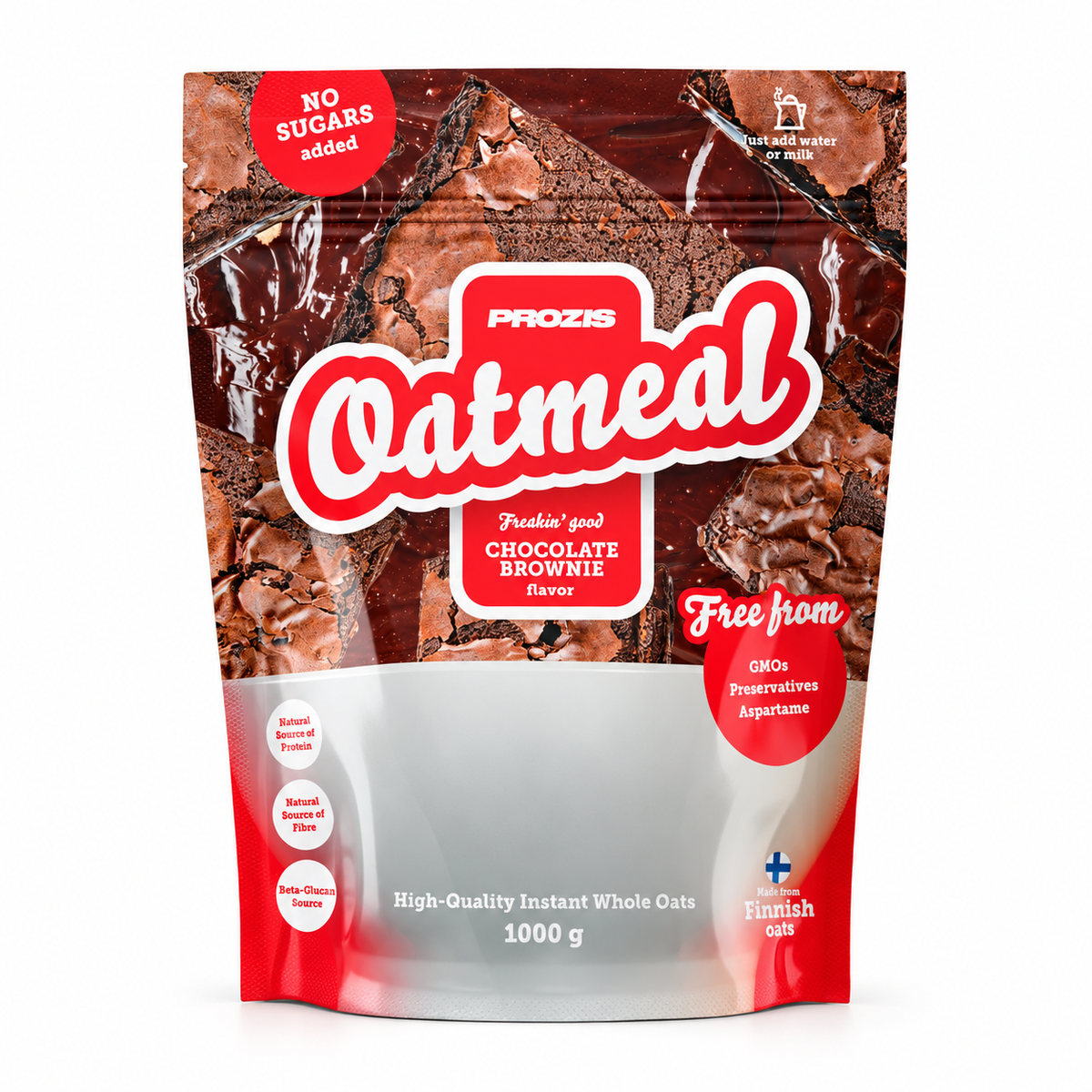 Prozis Oatmeal Vollkornhafer 1000g – Chocolate Brownie – Studio-Produktfoto