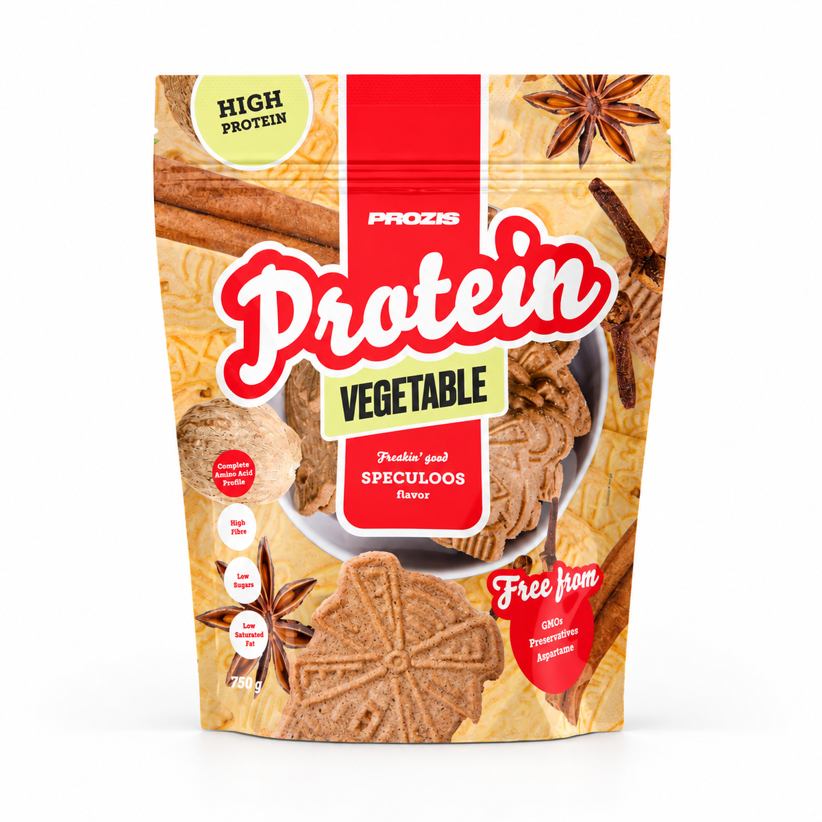 Prozis Vegetable Protein Freaking Good 750g – Speculoos – Studio-Produktfoto