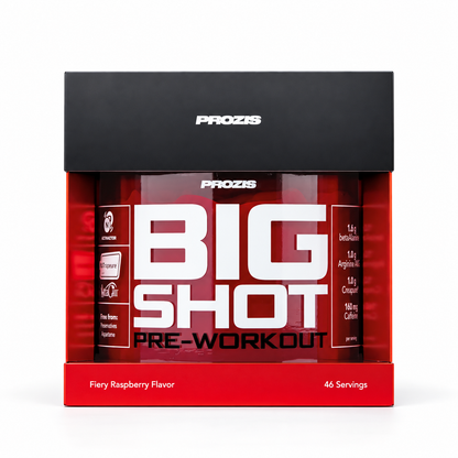 Prozis Big Shot Pre Workout 46 Servings – Fiery Rasperry – Studio-Produktfoto