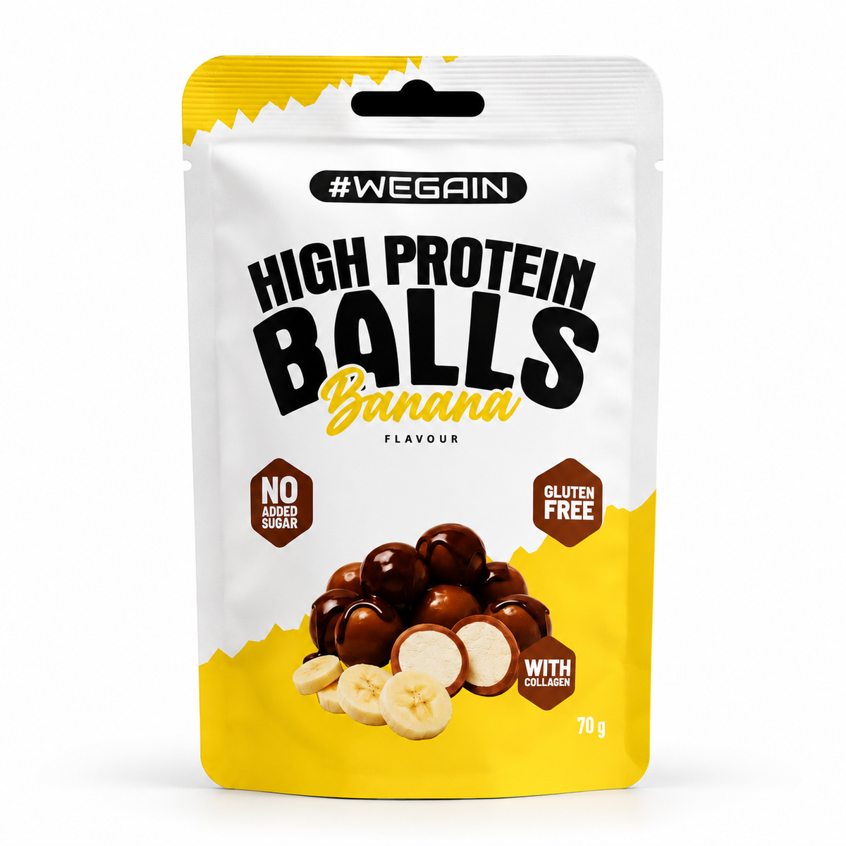 Wegain High Protein Balls 70g – Banana – Studio-Produktfoto