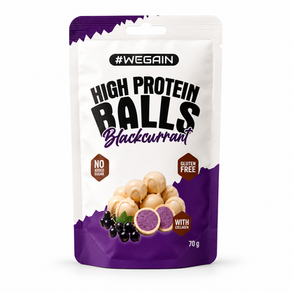Wegain High Protein Balls 70g – Black Currant – Studio-Produktfoto