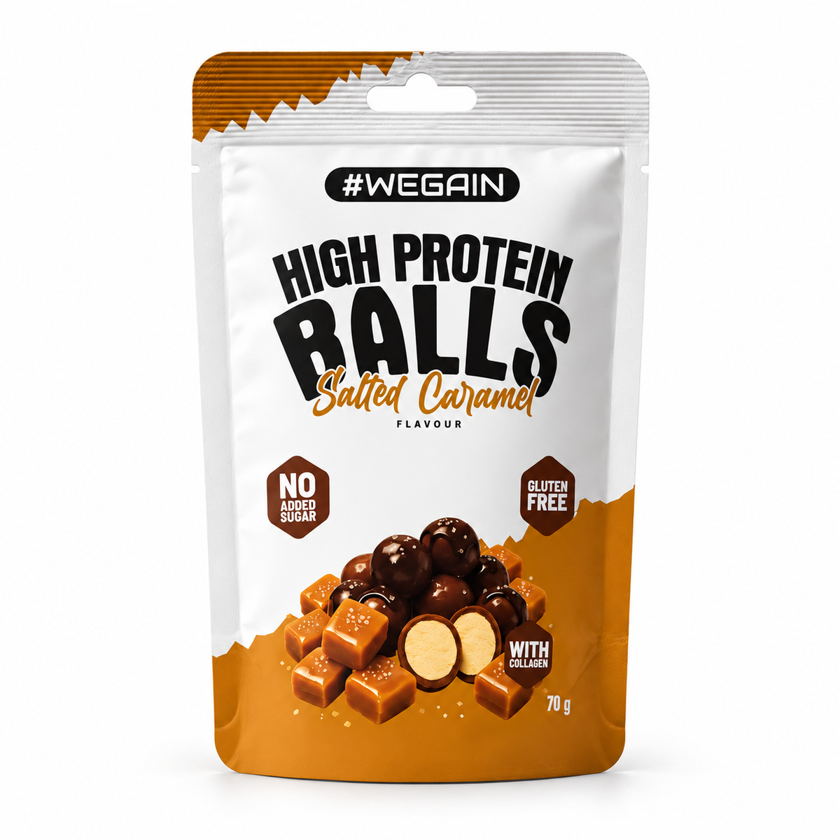 Wegain High Protein Balls 70g – Salted Caramel – Studio-Produktfoto